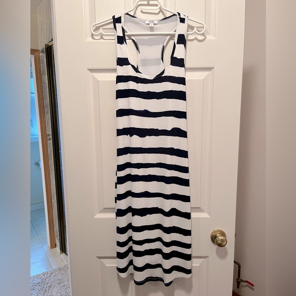 Striped Blue and White Sleeveless Dress